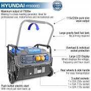 Hyundai HY8000Ei 7.5kW Electric Start Petrol Inverter Generator 230v/115v